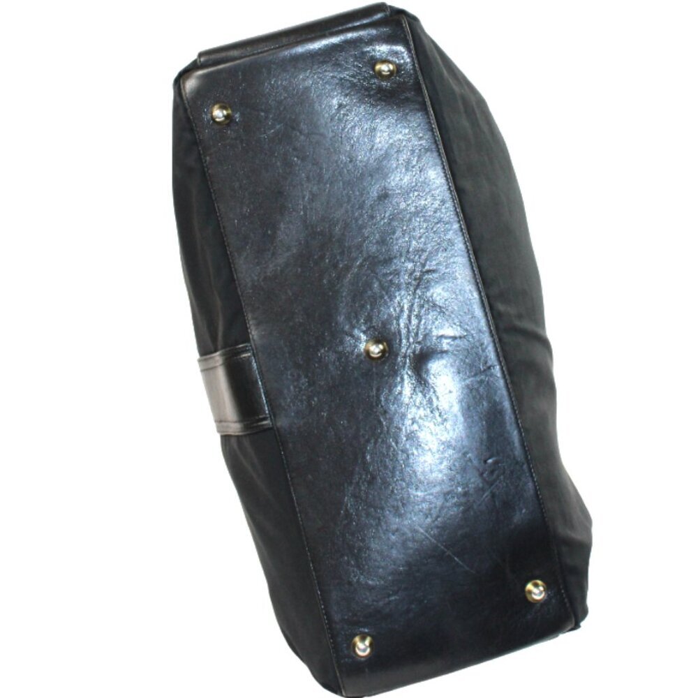 Marino Orlandi Expandable Black Nylon Leather Accent Oversized Satchel - Picture 9 of 12